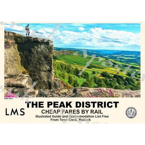 Vintage Style Railway Poster Peak District Dove Dale A3/A2 