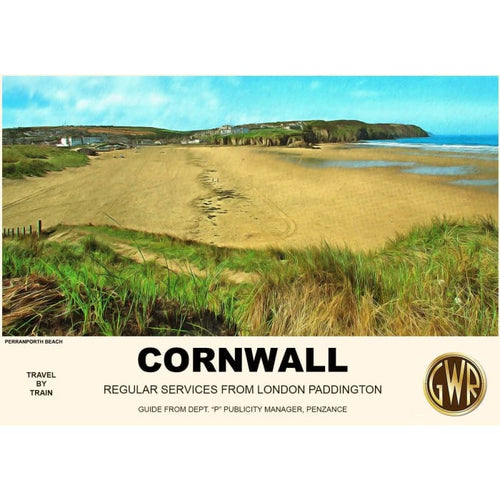 Vintage Style Railway Poster Perranporth Cornwall A3/A2 