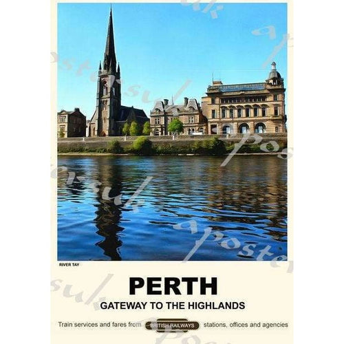 Vintage Style Railway Poster Perth Scotland A3/A2 Print - 