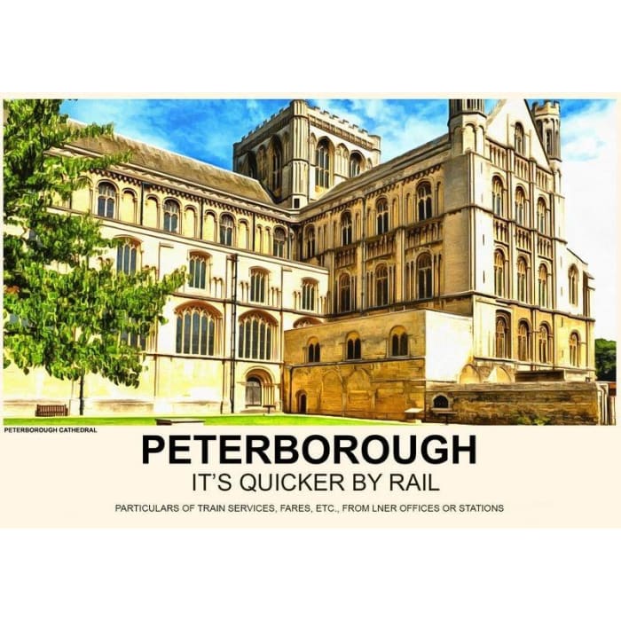 Vintage Style Railway Poster Peterborough Cathedral A4/A3/A2