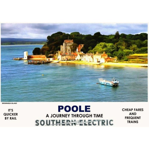 Vintage Style Railway Poster Poole Dorset A4/A3/A2 Print - 
