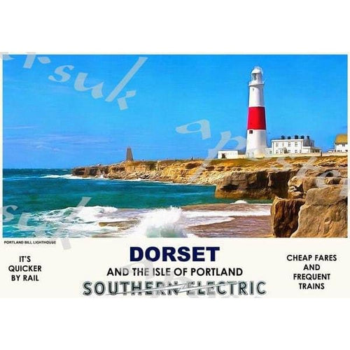 Vintage Style Railway Poster Portland Dorset A3/A2 Print - 