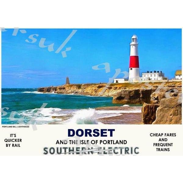 Vintage Style Railway Poster Portland Dorset A3/A2 Print - 