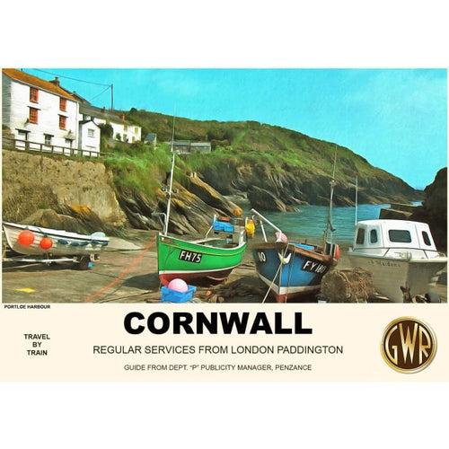 Vintage Style Railway Poster Portloe Cornwall A3/A2 Print - 