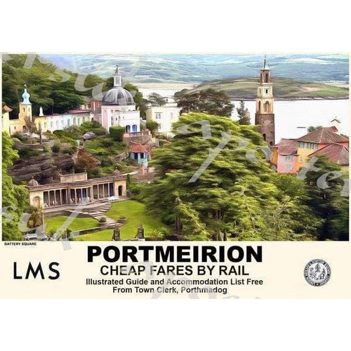 Vintage Style Railway Poster Portmeirion North Wales A3/A2 