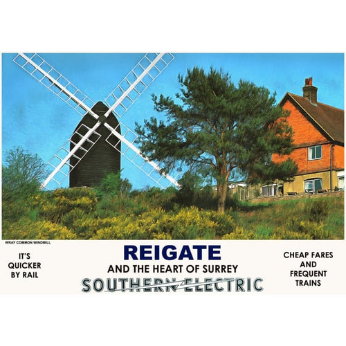 Vintage Style Railway Poster Reigate Surrey A3/A2 Print - 