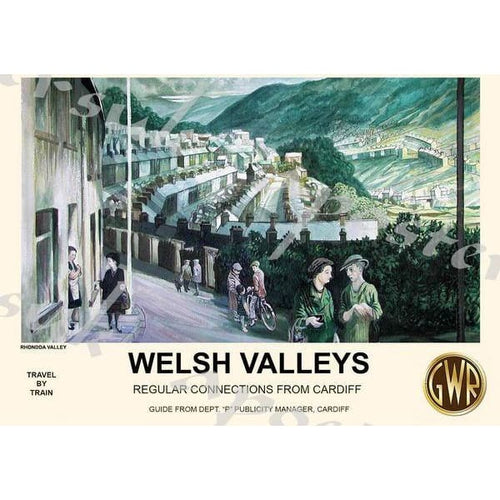 Vintage Style Railway Poster Rhondda Valley South Wales 