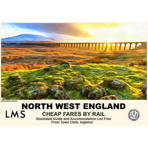 Vintage Style Railway Poster Ribblehead Viaduct NW England 