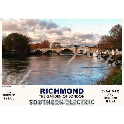 Vintage Style Railway Poster Richmond upon Thames A3/A2 