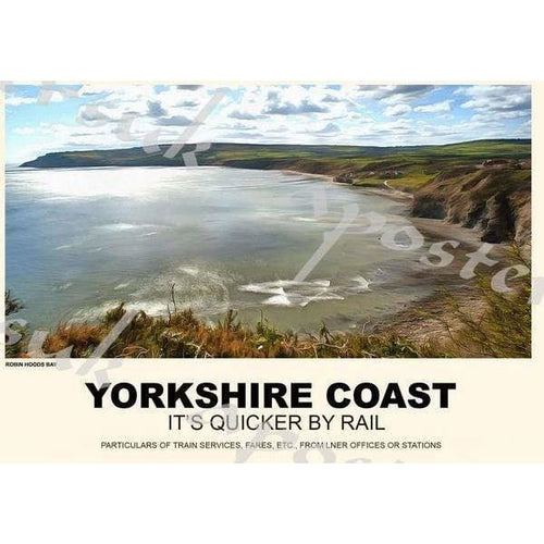 Vintage Style Railway Poster Robin Hoods Bay Yorkshire Coast