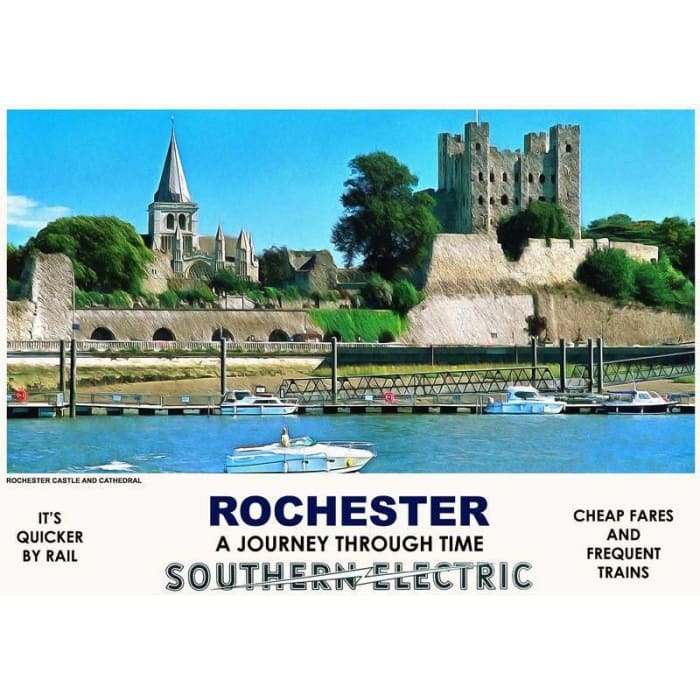 Vintage Style Railway Poster Rochester Kent A4/A3/A2 Print -