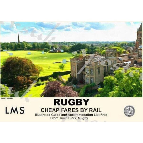 Vintage Style Railway Poster Rugby School A3/A2 Print - 