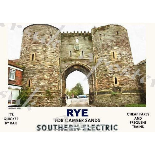 Vintage Style Railway Poster Rye East Sussex A3/A2 Print - 