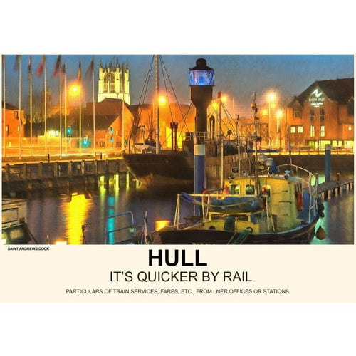 Vintage Style Railway Poster Saint Andrews Dock Hull A3/A2 