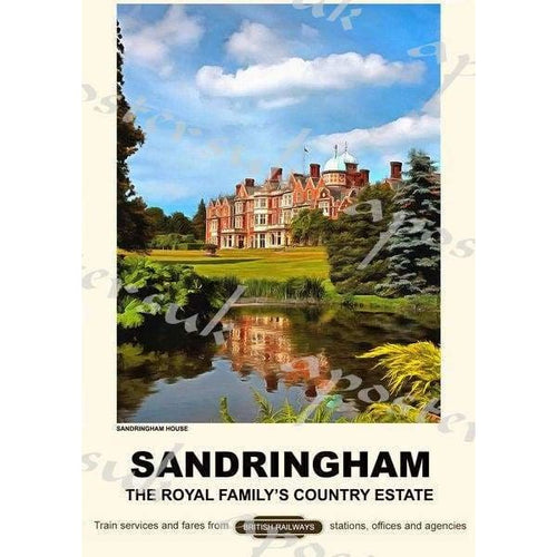 Vintage Style Railway Poster Sandringham Norfolk A3/A2 Print
