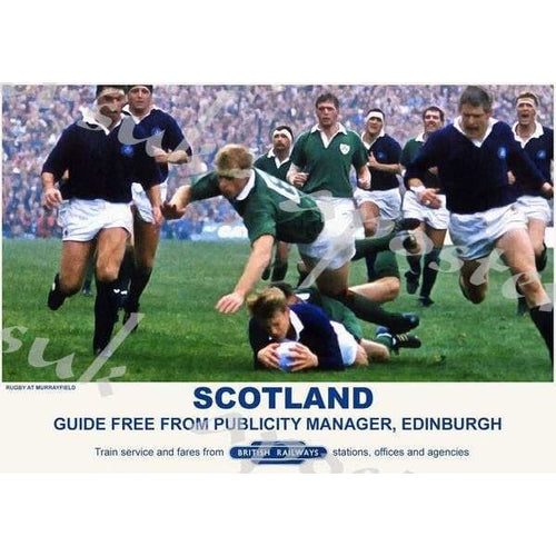 Vintage Style Railway Poster Scotland Rugby at Murrayfield 
