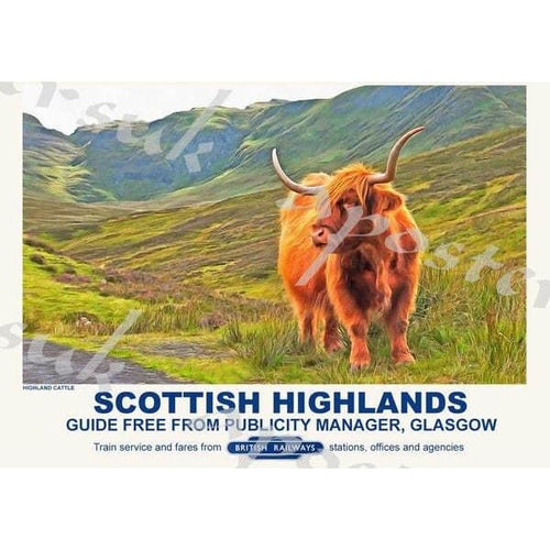 Vintage Style Railway Poster Scottish Highlands A3/A2 Print 