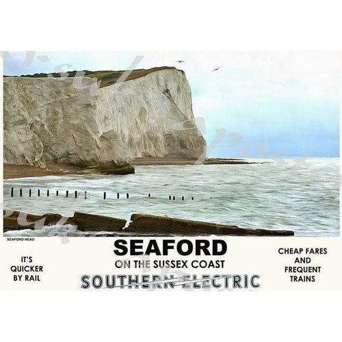 Vintage Style Railway Poster Seaford East Sussex A3/A2 Print