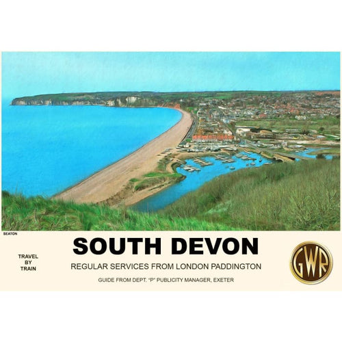 Vintage Style Railway Poster Seaton South Devon A3/A2 Print 