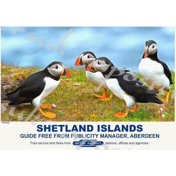 Vintage Style Railway Poster Shetland Islands A3/A2 Print - 