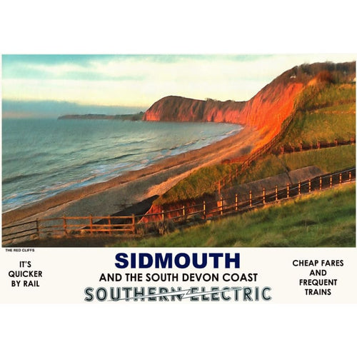 Vintage Style Railway Poster Sidmouth South Devon A3/A2 