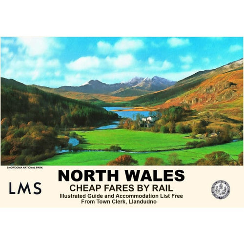 Vintage Style Railway Poster Snowdonia National Park A3/A2 
