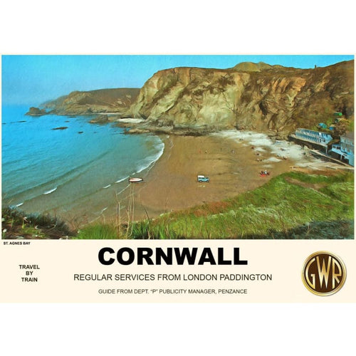 Vintage Style Railway Poster St Agnes Bay Cornwall A3/A2 