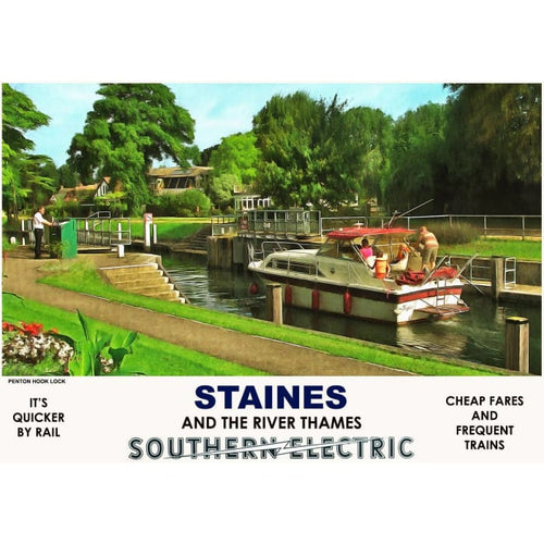 Vintage Style Railway Poster Staines River Thames A3/A2 