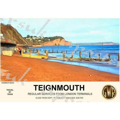 Vintage Style Railway Poster Teignmouth Devon A3/A2 Print - 
