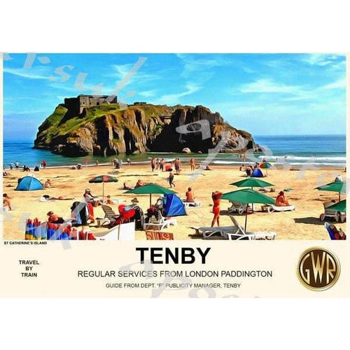 Vintage Style Railway Poster Tenby South Wales A3/A2 Print -