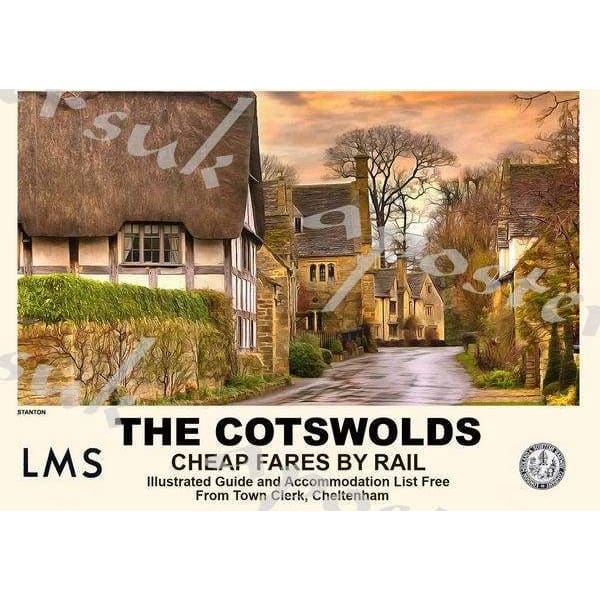 Vintage Style Railway Poster The Cotswolds A3/A2 Print - 