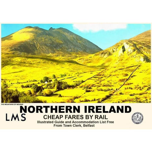 Vintage Style Railway Poster The Mountains of Mourne 