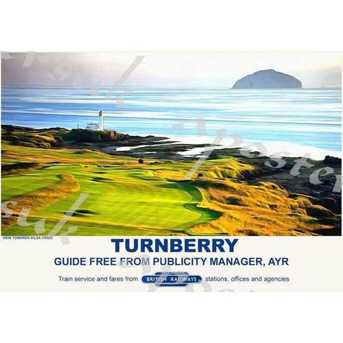 Vintage Style Railway Poster Turnberry Scotland A3/A2 Print 