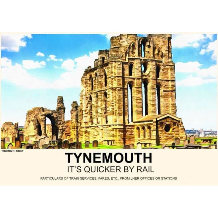 Vintage Style Railway Poster Tynemouth Abbey A4/A3/A2 Print 