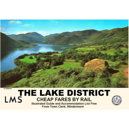 Vintage Style Railway Poster Ullswater Lake District A3/A2 