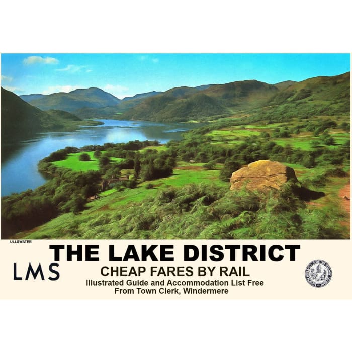 Vintage Style Railway Poster Ullswater Lake District A3/A2 