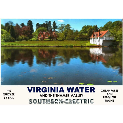 Vintage Style Railway Poster Virginia Water Thames Valley 