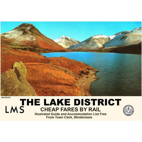 Vintage Style Railway Poster Wastwater Lake District A3/A2 