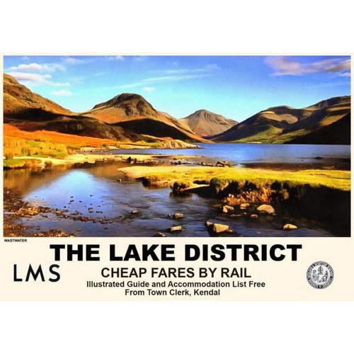 Vintage Style Railway Poster Wastwater The Lake District 