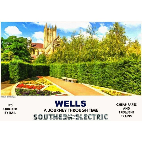 Vintage Style Railway Poster Wells Somerset A4/A3/A2 Print -