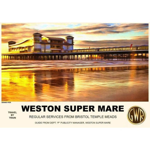 Vintage Style Railway Poster Weston Super Mare A4/A3/A2 