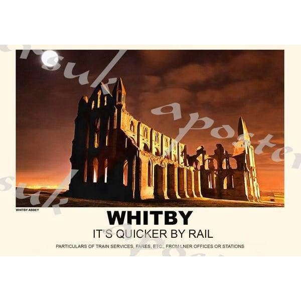 Vintage Style Railway Poster Whitby Abbey A3/A2 Print - 
