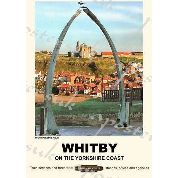 Vintage Style Railway Poster Whitby Whale Tusks A3/A2 Print 