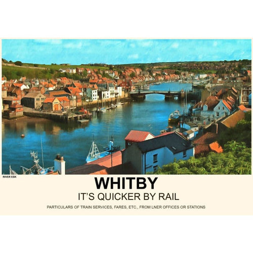 Vintage Style Railway Poster Whitby Yorkshire A3/A2 Print - 