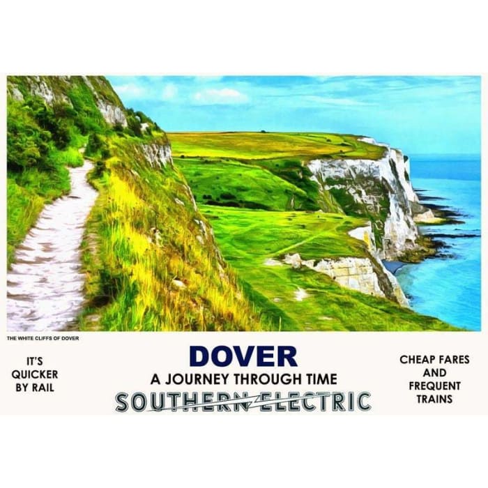 Vintage Style Railway Poster White Cliffs of Dover A4/A3/A2 