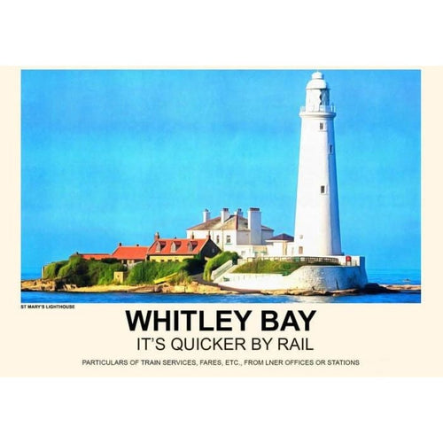 Vintage Style Railway Poster Whitley Bay North East Coast 