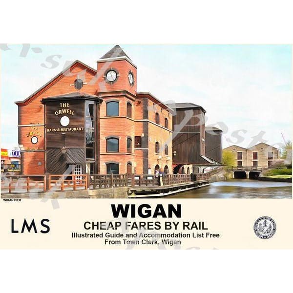 Vintage Style Railway Poster Wigan A3/A2 Print - Posters 