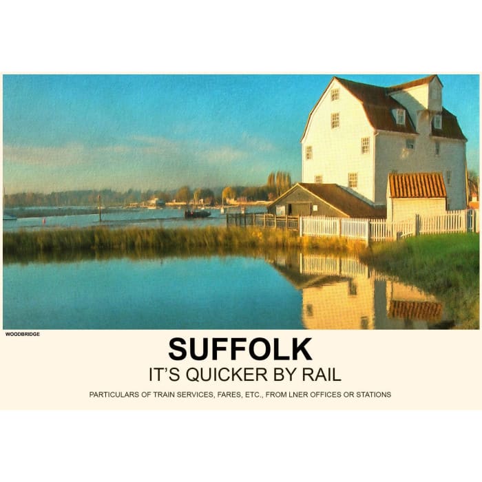Vintage Style Railway Poster Woodbridge Suffolk A3/A2 Print 