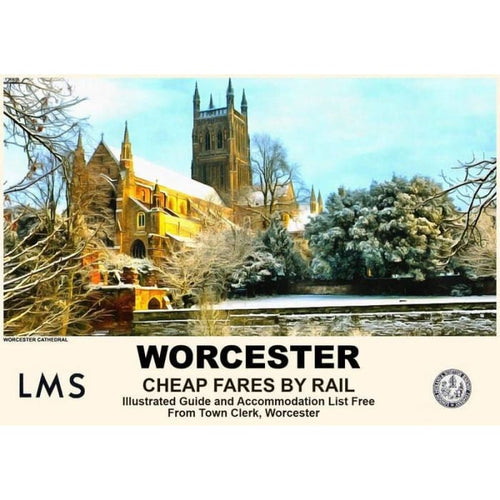 Vintage Style Railway Poster Worcester Cathedral A4/A3/A2 