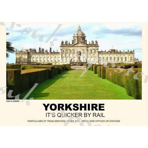 Vintage Style Railway Poster Yorkshire Castle Howard A3/A2 